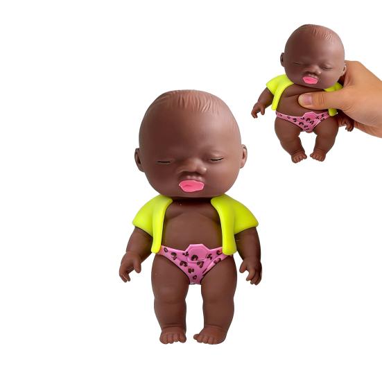 Black Babies Stress Relief Toy Slow Rising Anxiety Relieving Mini Baby Squeeze Toy