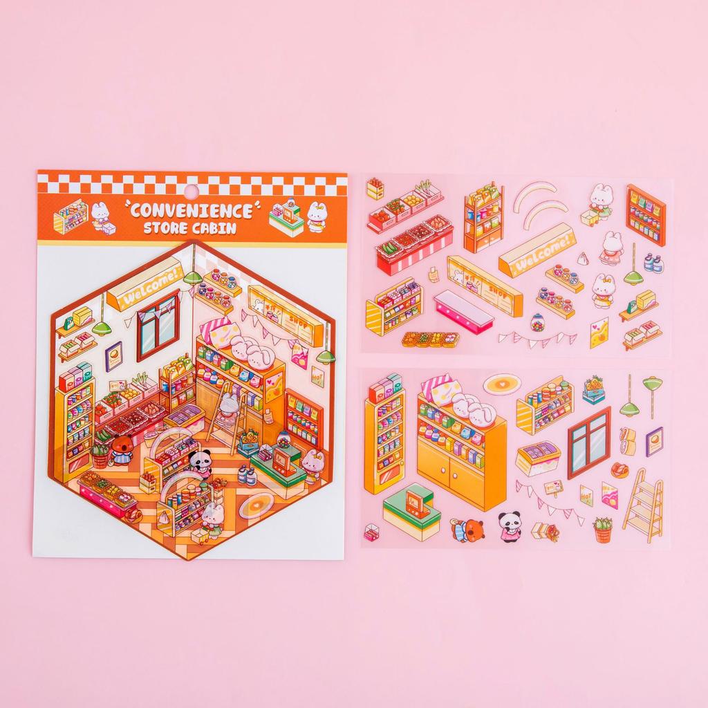 Miniature Scene 3D Diorama Stickers Creative Visual Stacking Cartoon Scene Sticker Diy Toys For Children Creative Handmade Decal
