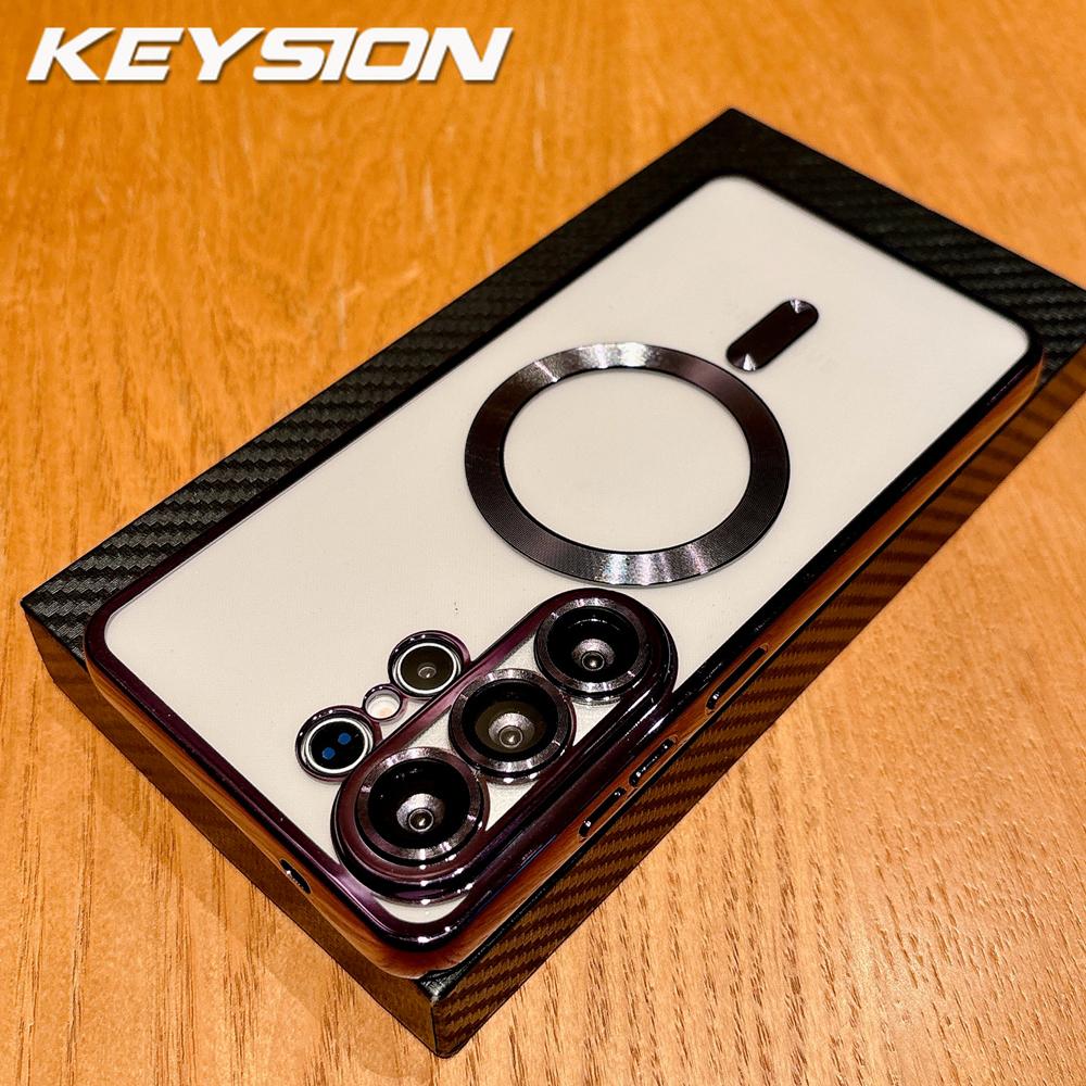 KEYSION Magnetic Plating Transparent Case for MagSafe for Samsung Galaxy S26 Ultra 5G S26+ Shockproof Lens Protector Phone Cover