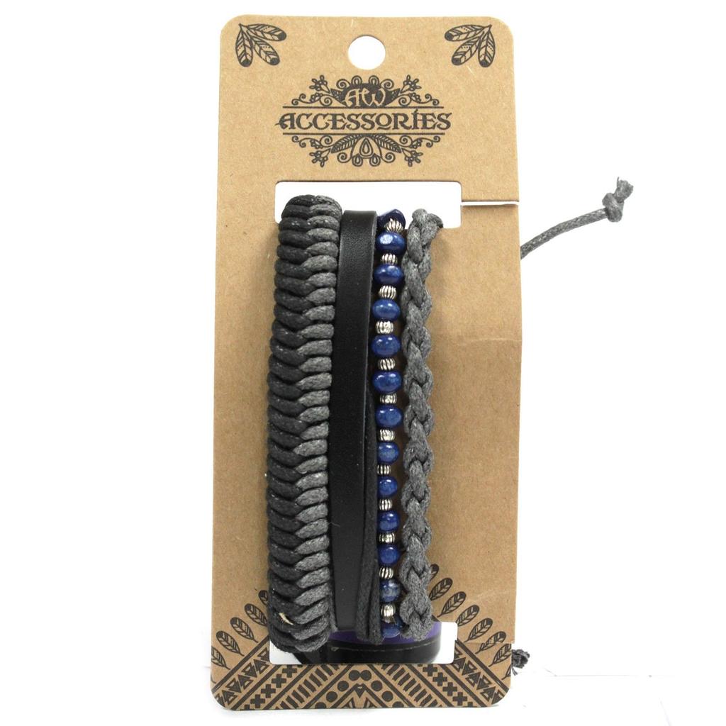 Mens Bracelet Sets – Black & Macho (asst)