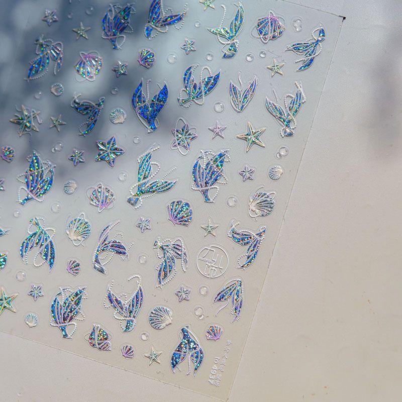 

Shell Light Jellyfish Seahorse Nail Sticker Relief New Arrival 5D 3D Fantasy Shell Marine Nail Sticker