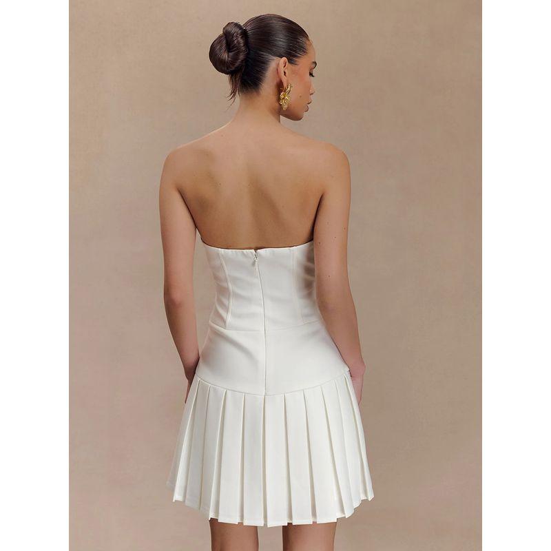 Holiday Princess Meshki Is Extremely Beautiful and Pure. I Want Girlish Style Chest Bows Strapless Dress Slim-Fit Pleated Skirt Dress