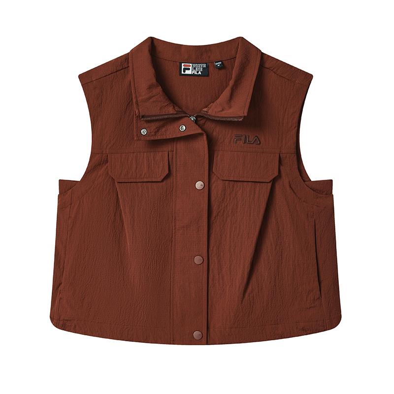 Fila Heritage Fashion Casual Versatile Lightweight Work Style Collar Woven Vest Women Vests F11W538704FBN