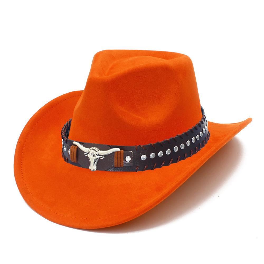 Fashion Classic Suede Equestrian Hat Men's and Women's Outdoor Travel Beach Vacation Visor Bent-brimmed Western Cowboy Hat