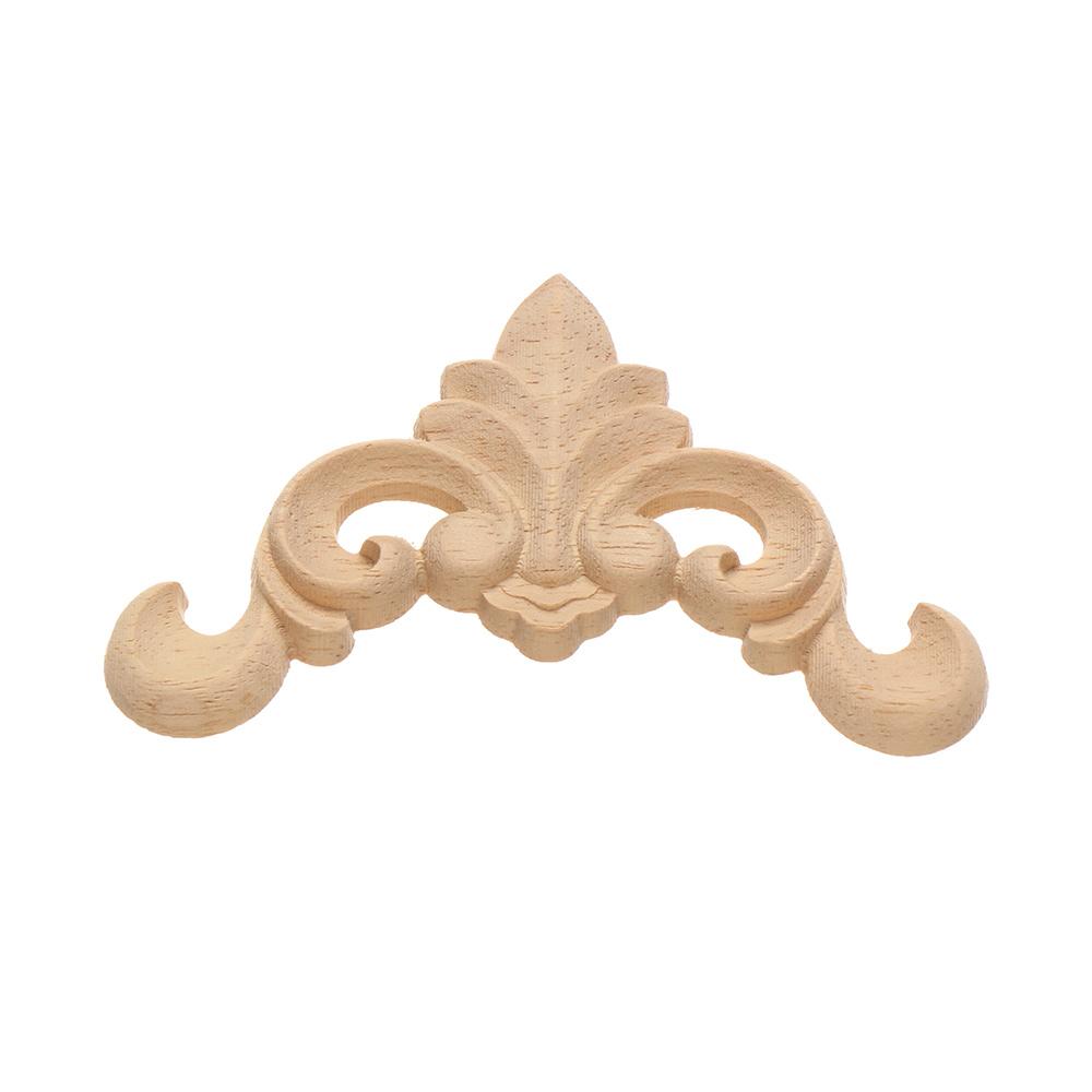 Floral Wall Door Decoration Furniture Parts Woodcarving Decorative wooden Figurines Crafts Corner Appliques Frame Wood Carved