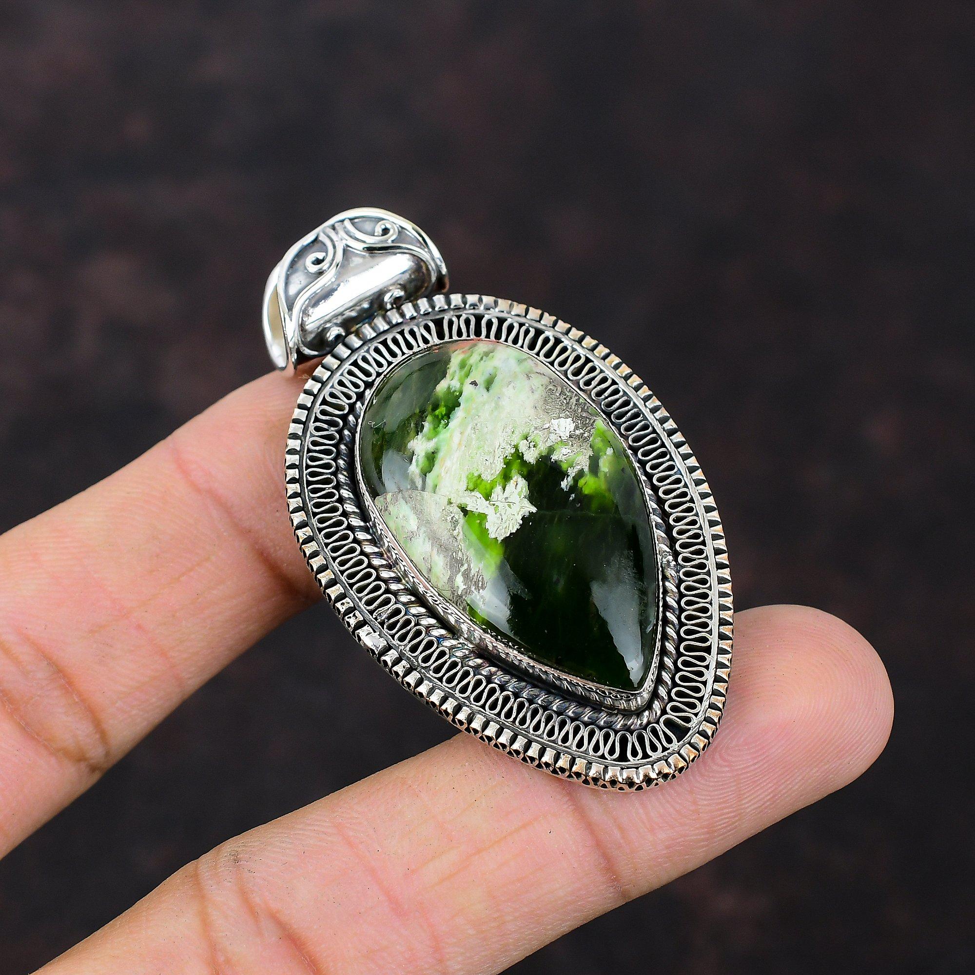 

Австралийский хромированный кулон с халцедоном, ювелирные изделия из драгоценных камней, подвеска из стерлингового серебра 925 пробы, ювелирные изделия ручной работы, потрясающий винтажный кулон, подарок на годовщину