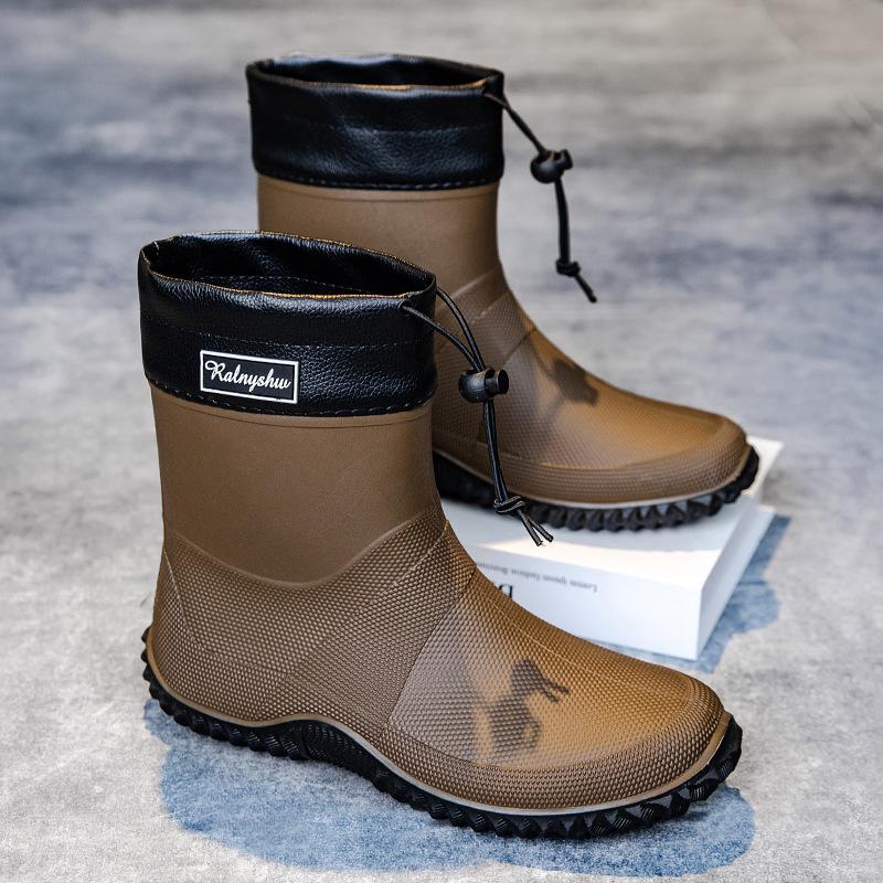 Rain shoes men's and women's short tube non-slip and wear-resistant water shoes couple outdoor closed commuter waterproof glue shoes water boots