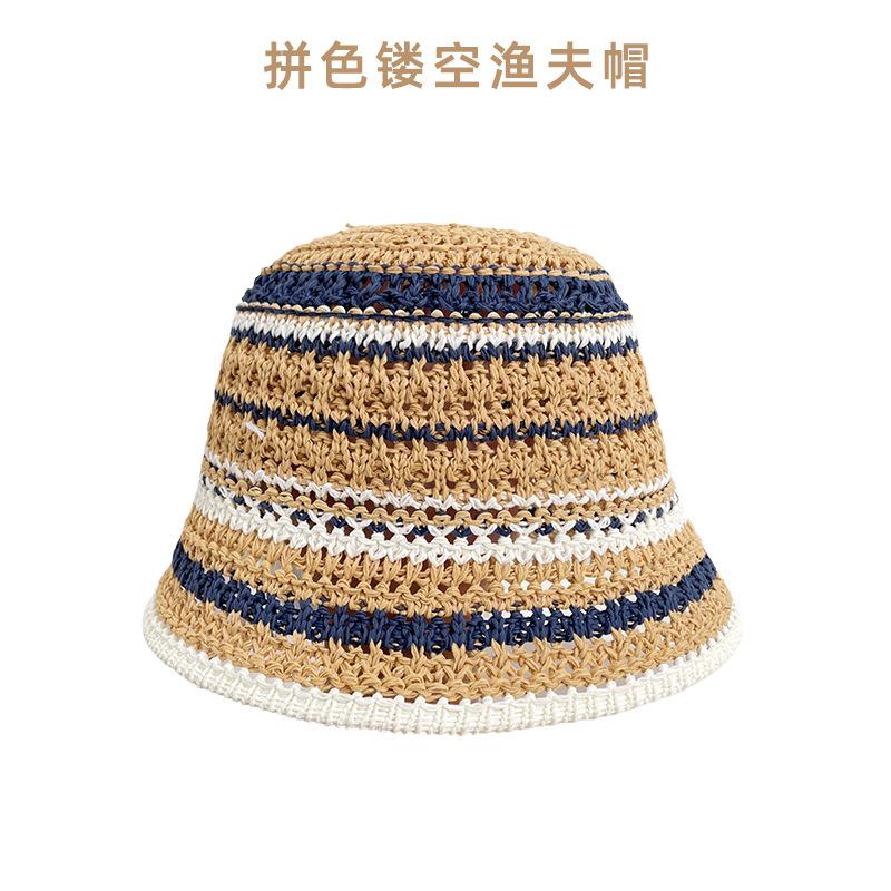Women Hollow Floral Crochet Bucket Hat Breathable Openwork Wide Brim Sun Cap Lightweight Knit Fisherman Hat for Summer Daily Outdoor Travel Beach