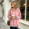Women's Casual Long Sleeve Sweatshirt with Striped and Plaid Patchwork, Loose Fit, Two-Piece Look