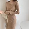 Large Temperament Light Mature Style Medium Length Knitted V-neck Split Dress