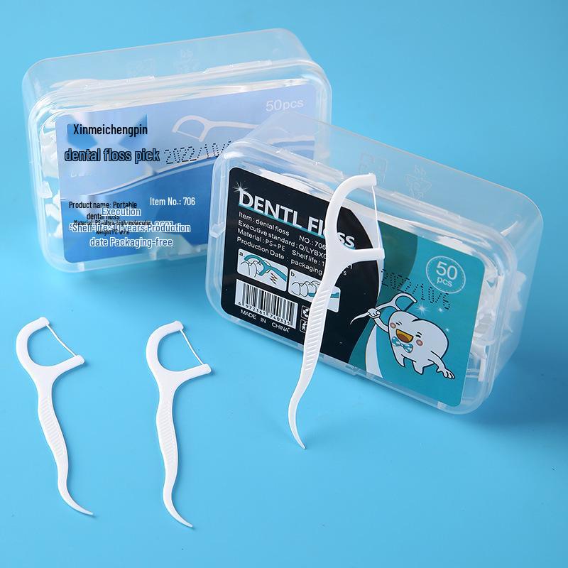 Large Box of 50 High Tensile Strength Floss Picks - Flat Wire Interdental Cleaners
