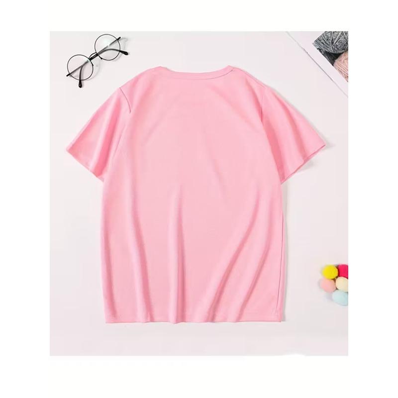 European Sizes Girls' Summer Clothing, T-Shirt with Eiffel Tower And Butterfly Flower Print, Creating a Stylish Look