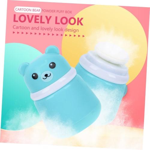 MOBUTOFU 2-Piece Powder Puff Box, Empty Powder Compact, Baby Powder Case, Baby Powder Container with Sponge, Blue