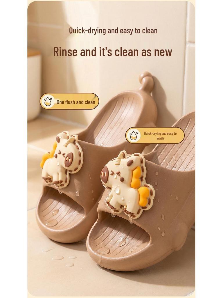 2026 Summer Kids' Non-slip Home Slippers - Cute 3D Horse Flip-flops for Boys & Girls