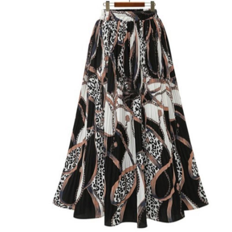 Bohém hippi nyári szoknya Alkalmi kabrió napruha szoknya, magas derékú térd alatti szoknya Női A vonal hosszú szoknya Rugalmas derék szoknya