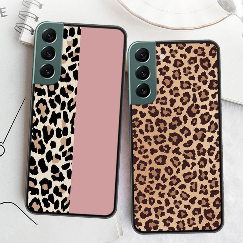 Leopard Print Pink Phone Case For Samsung Galaxy S22 S25 Ultra S21 S10 Plus S26 Edge S20 S23 S24 FE Cover Silicone Soft TPU