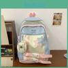 Fashionable Color Blocked Letter Embroidery Star Decoration Backpack Student