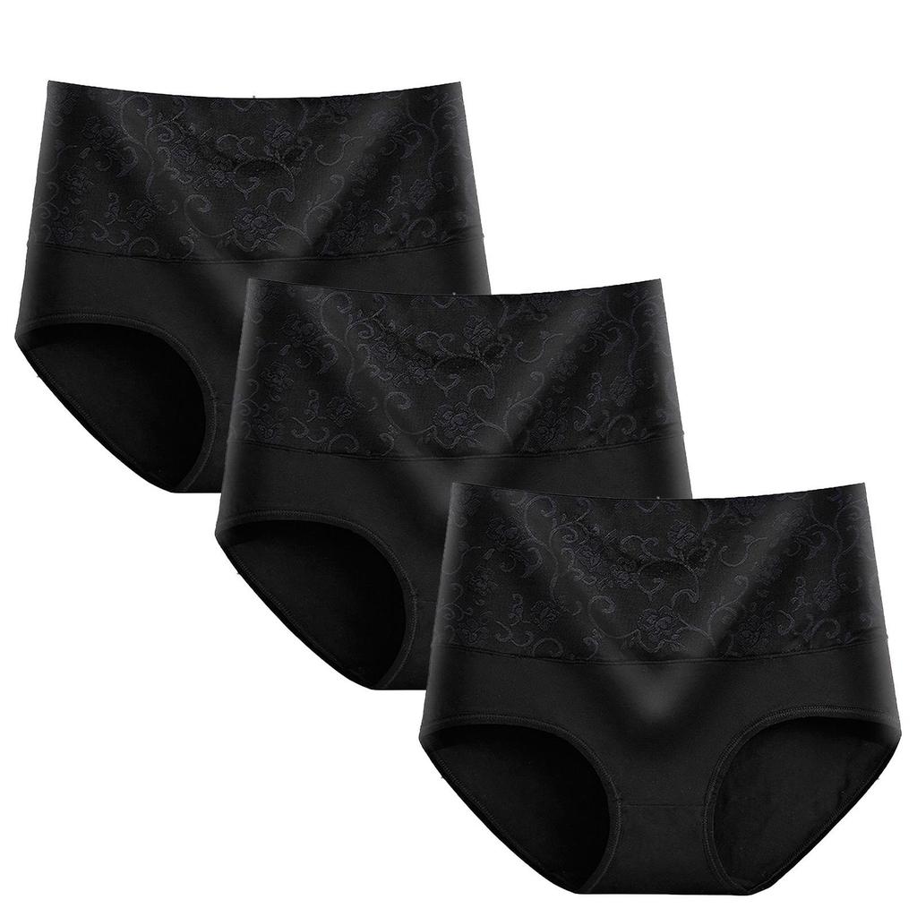 Set of 3 High-Waisted Women's Jacquard Panties - Sexy, Postpartum Abdomen Control, Hip Lift Design.