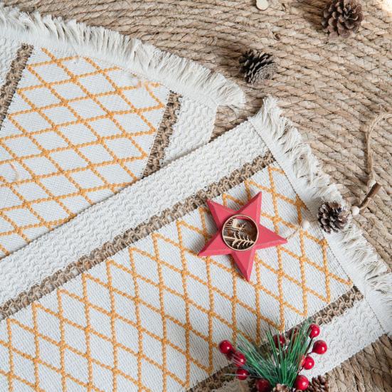 Stolní podložka střapce Design Jemné šití Obdélníkové Vintage tkané Boho prostírání pro restauraci