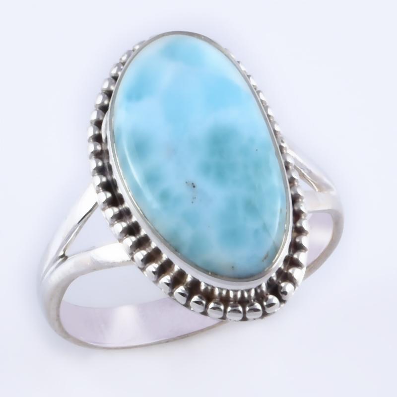 Natural Republic Larimar Gemstone Handmade 925 Sterling Silver Ring S.9" e5q69