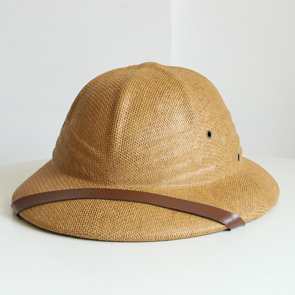 Handmade Straw Hat Sun Protective Bucket Hat with Ventilation Hole Beach Vacation Fisherman Hat Photography Headpiece