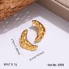 Gold C-Shaped Round Hoop Earrings with Bright Surface, French Light Luxury, High-End Stainless Steel