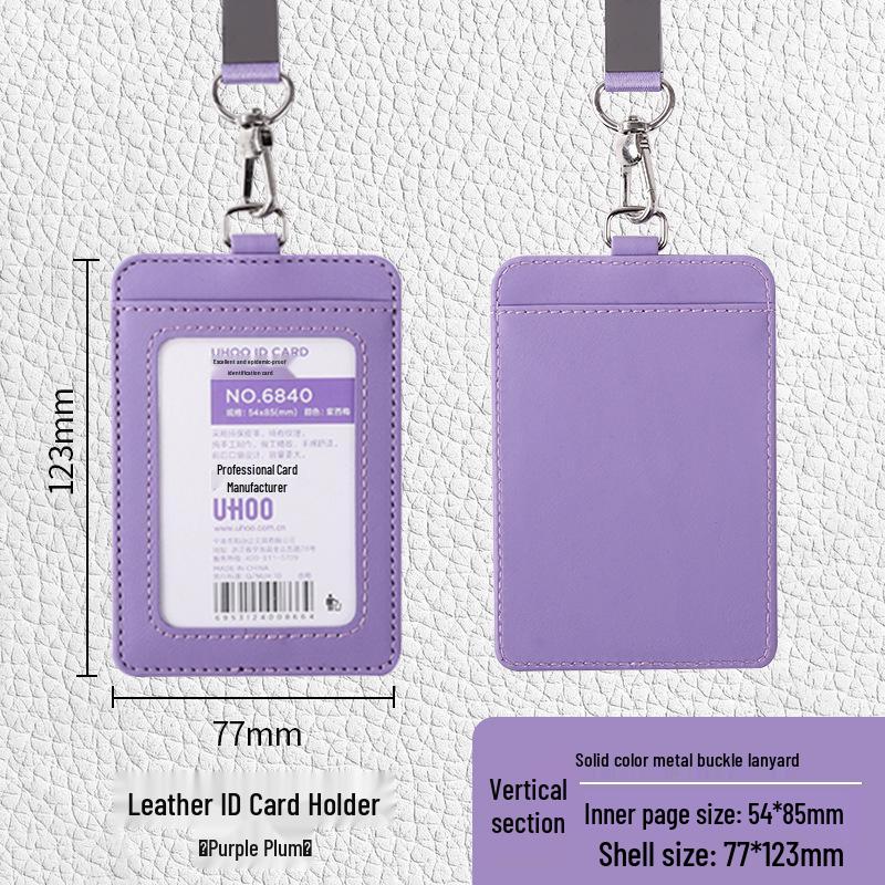 Color Printed Leather ID Card Holder with Lanyard