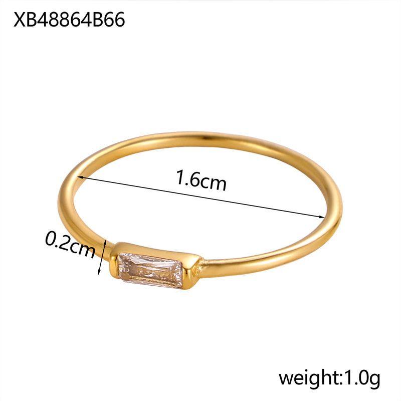 

Europe and America December Birthstone Ring Square Crystal Zircon Titanium Steel 18K Gold Plated Female Stacked Band Ins Same Style Index Finger Ring 18K*White No. 9