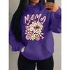 Mama Love You Beautiful Flower Pattern Hoodies Women Casual Comics Clothing Harajuku Y2K Hoody Autumn Fleece Woman