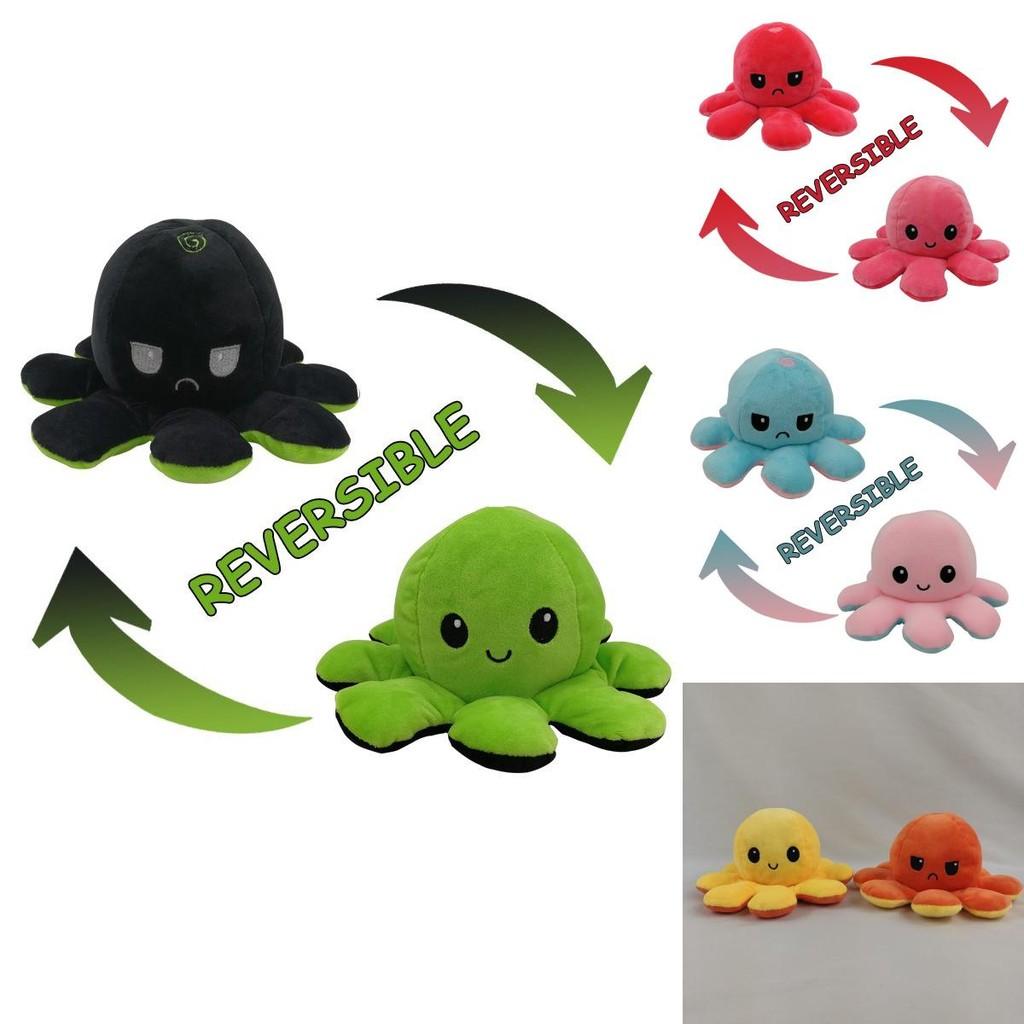 Soft And Adorable Double-sided Flip Reversible Octopus Plush Toy For Kids