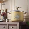 Huoxiang Emaille Suppentopf mit Vogel- und Blumendesign