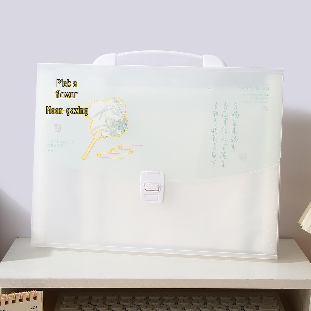 13-Pocket A4 Accordion Folder: National Style Classification Bag for Student File & Test Paper Storage