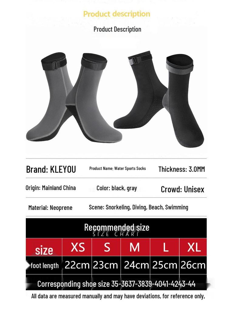 3MM Non-Slip Diving Socks - Waterproof, Warm, Long Tube Beach Socks for Men and Women