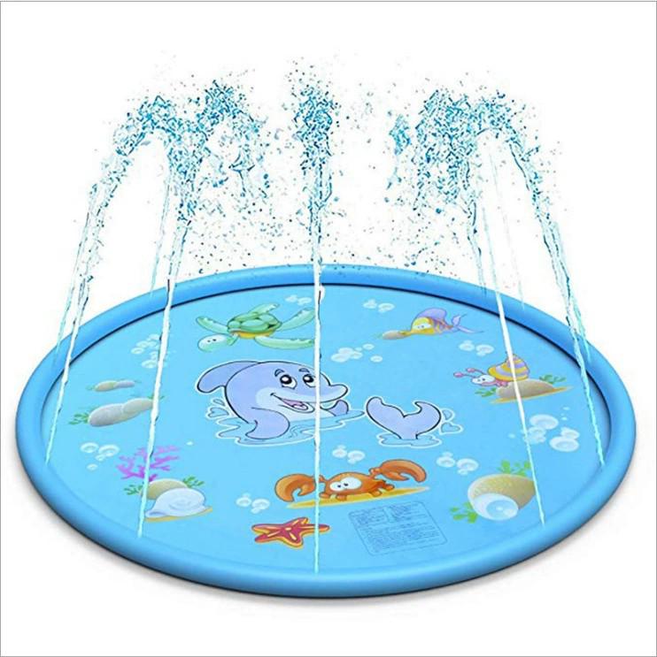 Sprinkler Pad: Verdickte PVC-Delfin- und Buchstaben-Design-Kinder-Außen-Wasserspielmatte, Haustierfreundlich