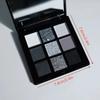 9-shade Eyeshadow Palette: Black Swan, Smoky, Dark Black, Grey Silver Glitter, Matte Finish, Extended Wear, and Easy to Color