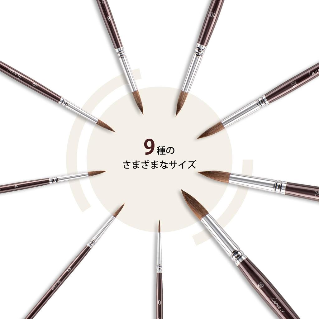 Aquarellpinsel Pinsel 9 Malen Zobel Acryl Acrylkunst Professionell für professionelle Künstler und Kunst Outdoor aus FCS-zertifiziert