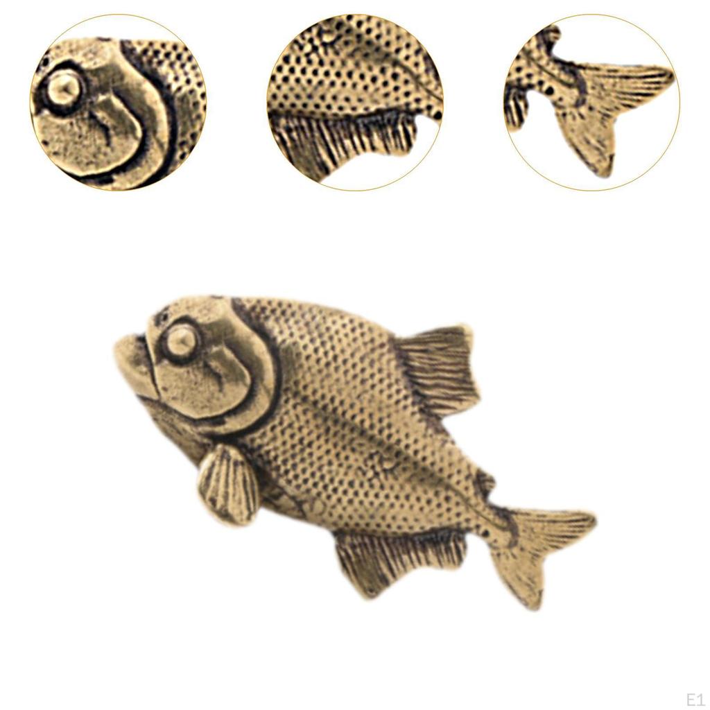 Brass Fish Figure for Desktop, Collectible Feng Shui Item Office