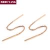 ZHOUYANG Chain Earring For Women Simple Style None Stone Rose Gold Color Ear Line Fashion Jewelry  ZYE236 ZYE237