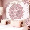 VIKAMA Psychedelic Pink Bohemian Mandala Tapestry Living Room Bedroom Wall Decor Tapestry Bohemian Floral Art Tapestry