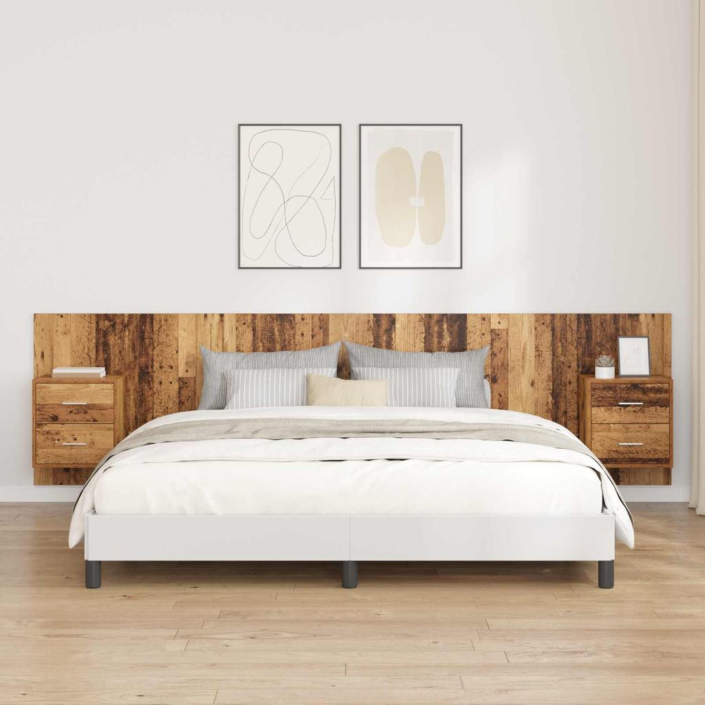 Headboard with Cabinet and Drawers 3 pcs Reclaimed Wood Wood Based Material