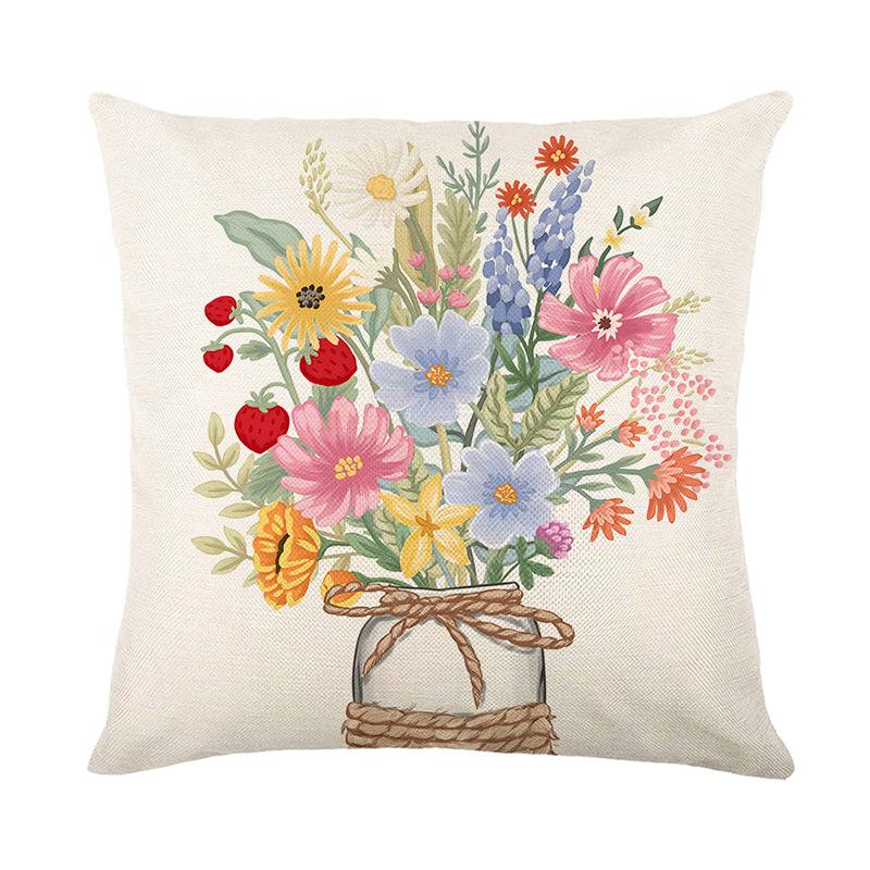 New Flower Pillow Cover Polyester Printed Cushion Cover Living Room Sofa Decorative Pillow Cover