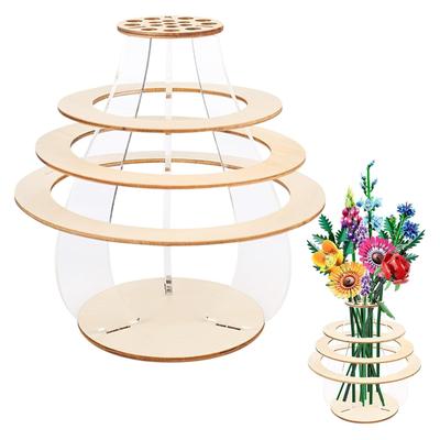 Vaso de Bouquet de Alta Qualidade Modelo de Blocos de Construção de Madeira 3D Kit de Modelos de Quebra-cabeça Estéreo de Madeira Pontos de Costura Presentes para Mulheres Homens