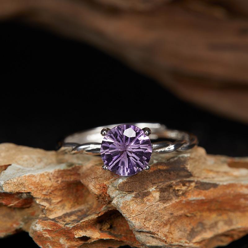The Wind Does Not Fade, Niche High Sense S925 Sterling Silver 18K Natural Citrine Amethyst Color Treasure Fortune Live Ring
