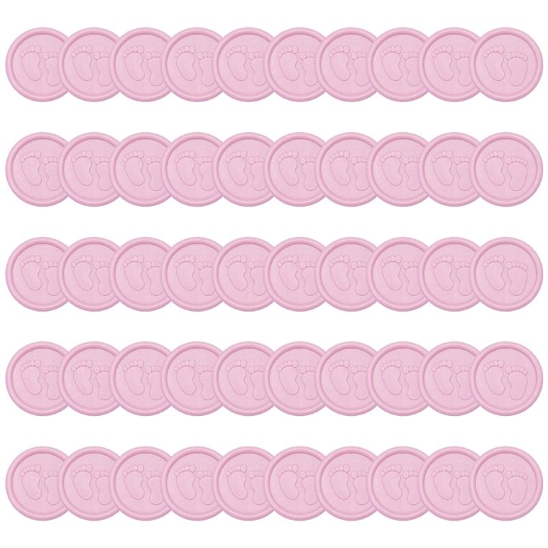 652F Pack of 50 Pearls Pink Wax Seal Sticker with Infant Footprint Easy Application розовый