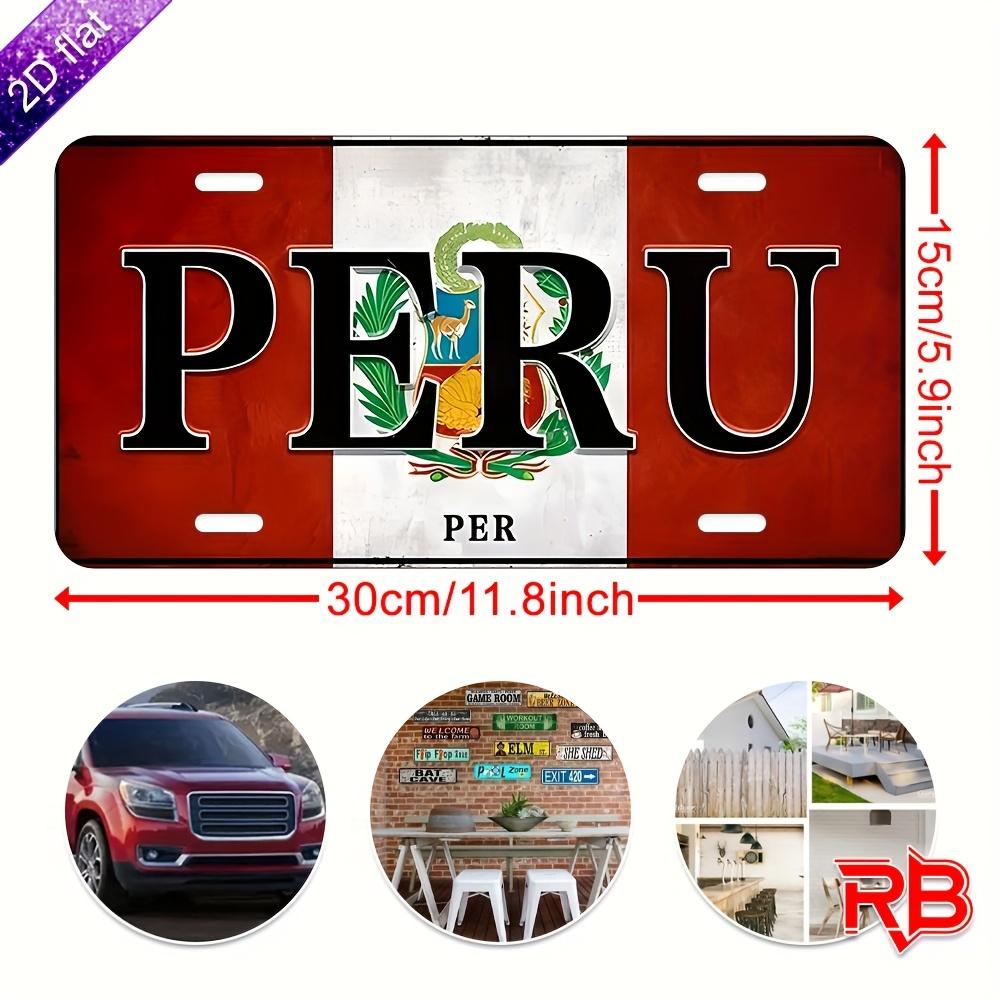 

D Flat pc PeruThemed Aluminum Metal Wall Sign UV Printed D Flat Decorative Panel with National Emblem and Flag Design 15x30cm(5.9x7.8inch)
