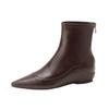 French Stretch Slimming Boots: Autumn/Winter Fleece-lined, Retro Style, Soft Leather, Inner Height Increase, Back Zipper Short Boots