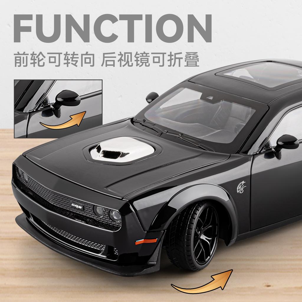 1:18 Dodge Challenger Srt Hellcat Coche Musculoso Americano Moderno Modelo de Coche de Fundición a Presión de Aleación Sonido y Luz Coleccionables Regalos de Cumpleaños