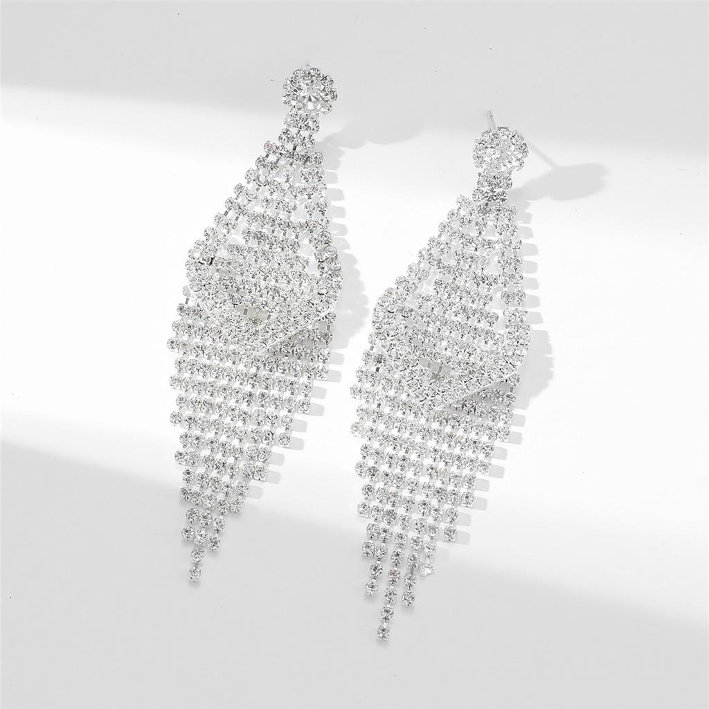 Superglitzernde lange Ohrringe mit Vollbesatz und Fransen, modische Ohrstecker