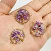 1pc Round Natural Tree of Life Crystal Stone Connector Charm Pendant Lucky Reiki Healing Amethysts Crystal Necklace Accessories