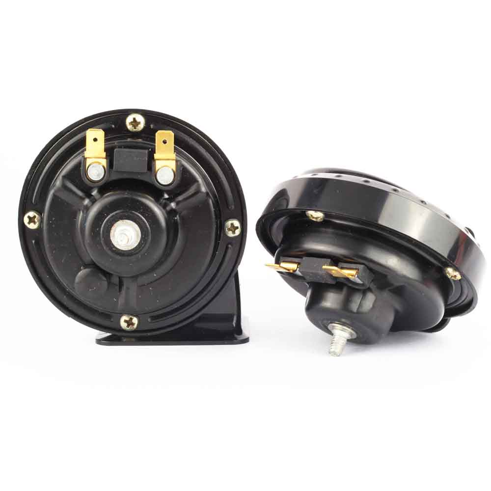 2 Pcs Black Universal 12V Loud Dual-tone Snail Electric Horn 110dB For Car Truck Motorcycle